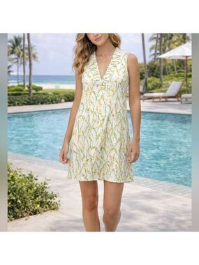 Lilly Pulitzer Adeline Resort White Grass Floral Print Shift Dress size 10